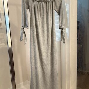 SHEIN Gray Off Shoulder 3/4 Sleeve Dress